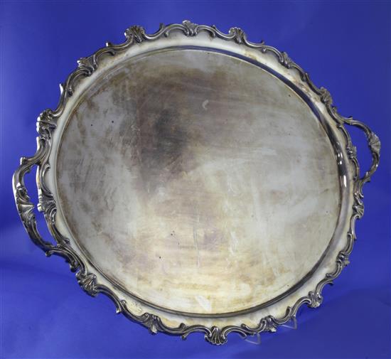 A George V silver oval two handled tea tray by William Hutton & Sons Ltd, 147.5 oz.